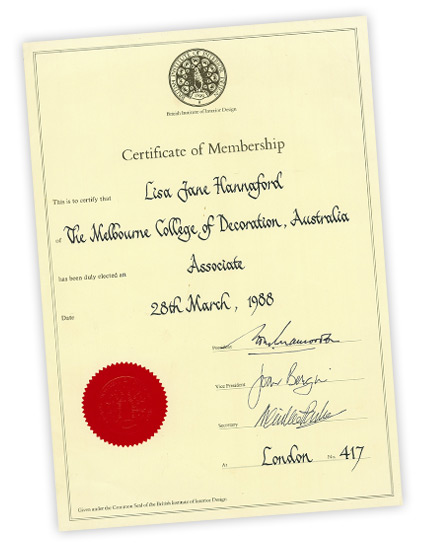Lisa Hannaford Interiors Certification